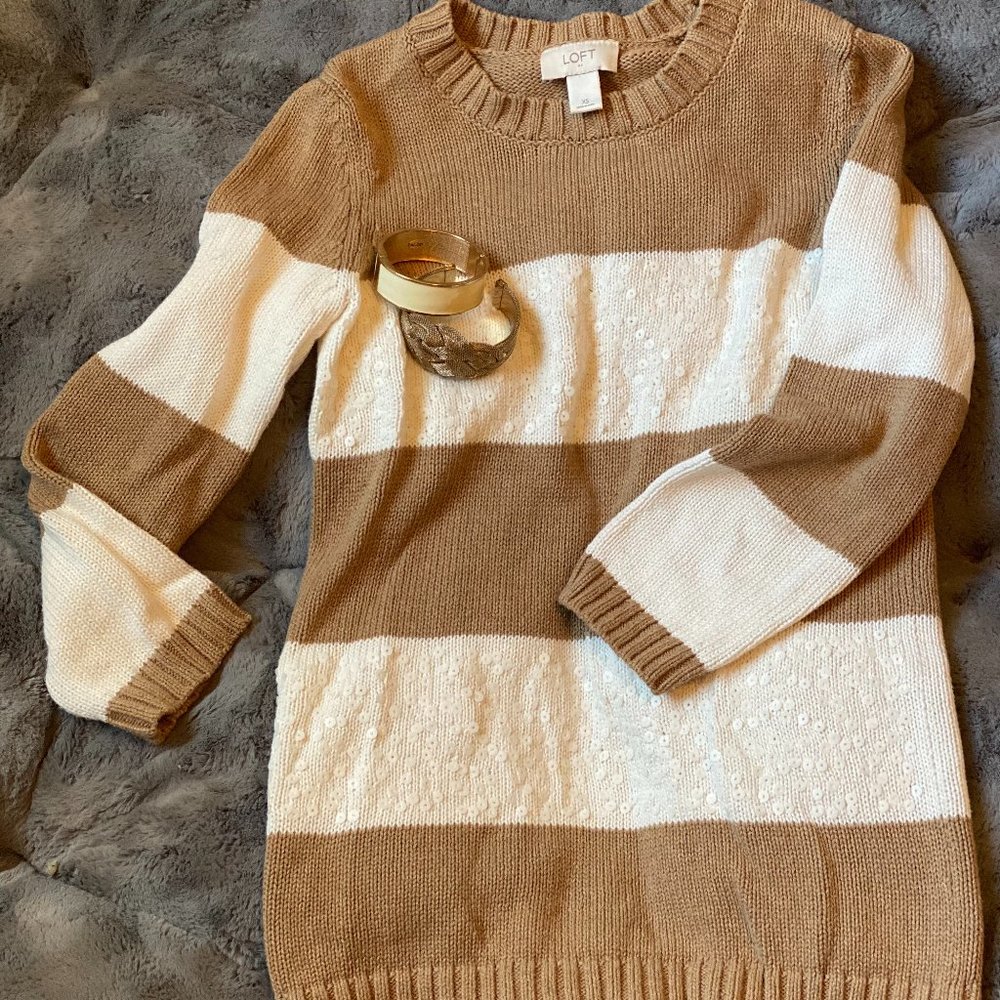 Striped LOFT Sweater with Sequin Detail